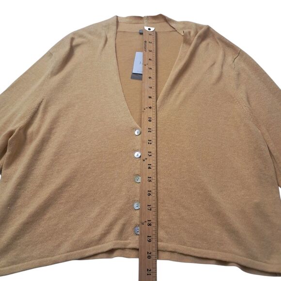 NWT J. Jill Cardigan Top Women's XL Yellow Honey Linen Blend V Neck Lightweight - Picture 3 of 13